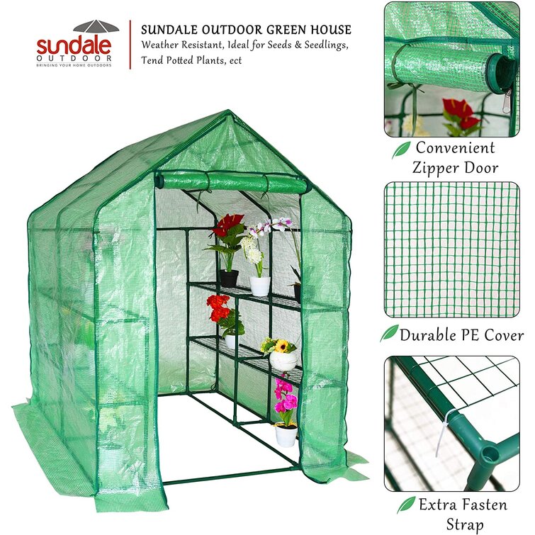 8 Shelves Greenhouse Portable Mini Walk In Outdoor 3 Tiers MINI Planter House 