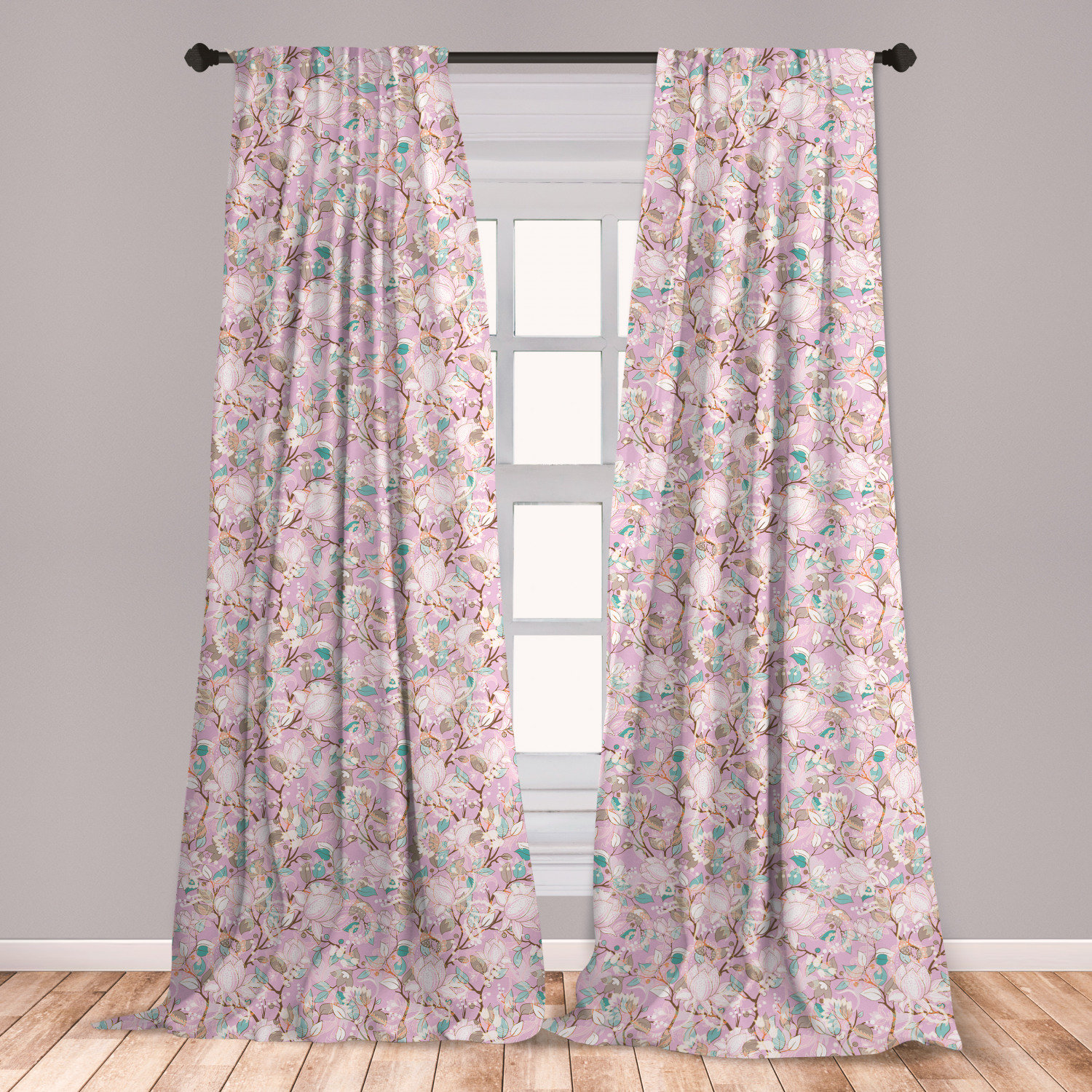 East Urban Home Jacobean Floral Room Darkening Rod Pocket Curtain Panels Wayfair