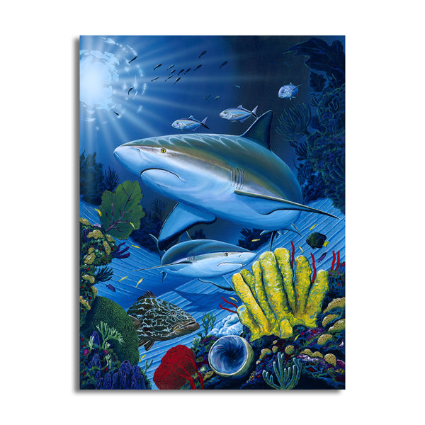 Zoomie Kids Shark Fest Canvas Art Wayfair