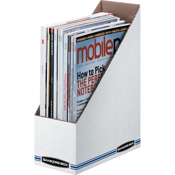 Pack of 12 White/Black Magazine File Holder Organizer Box B & W 