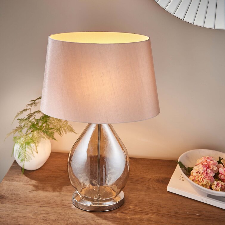 Etta Avenue 58 5cm Gold Tinted Glass Silver Table Lamp Reviews Wayfair Co Uk