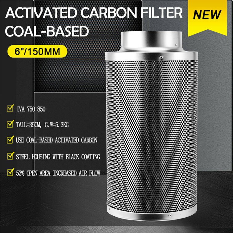 6 Inch Activated Carbon Filter Fan Charcoal Odor Control Ducting Hydroponics 