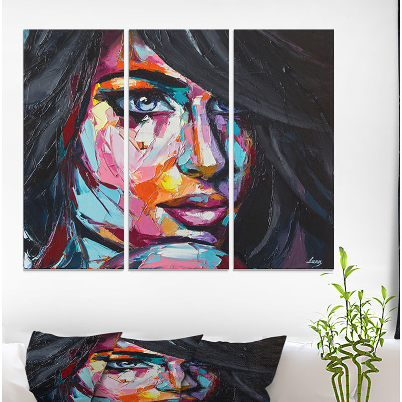 East Urban Home Woman Portrait Wave Of Shadow Oil Painting Print