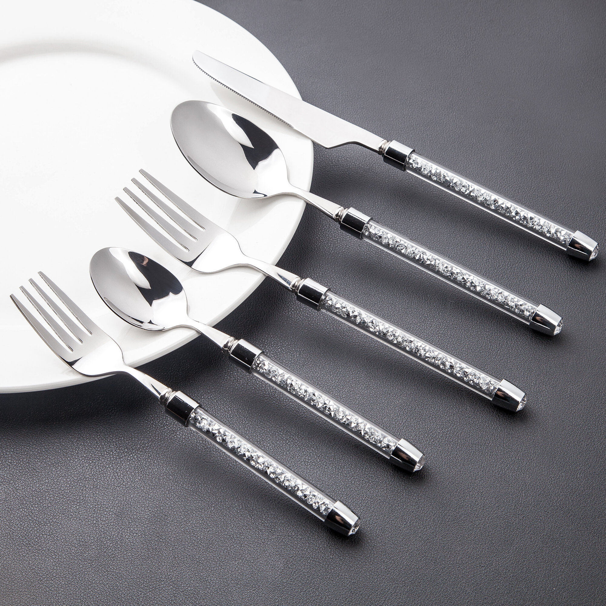 crushed diamond cutlery set