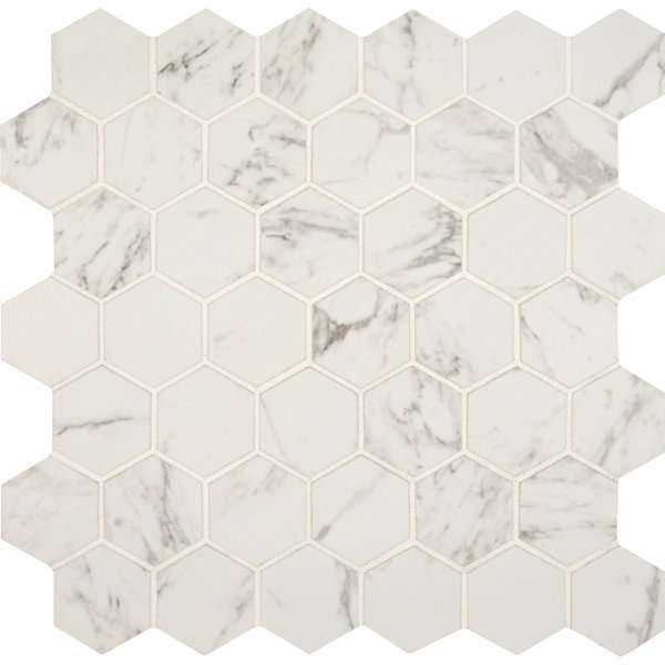 Msi Carrara 2 X Hexagon Porcelain Mosaic Tile In Matte Msi Carrara 2 X Hexagon Porcelain Mosaic Tile In Matte Reviews Wayfair