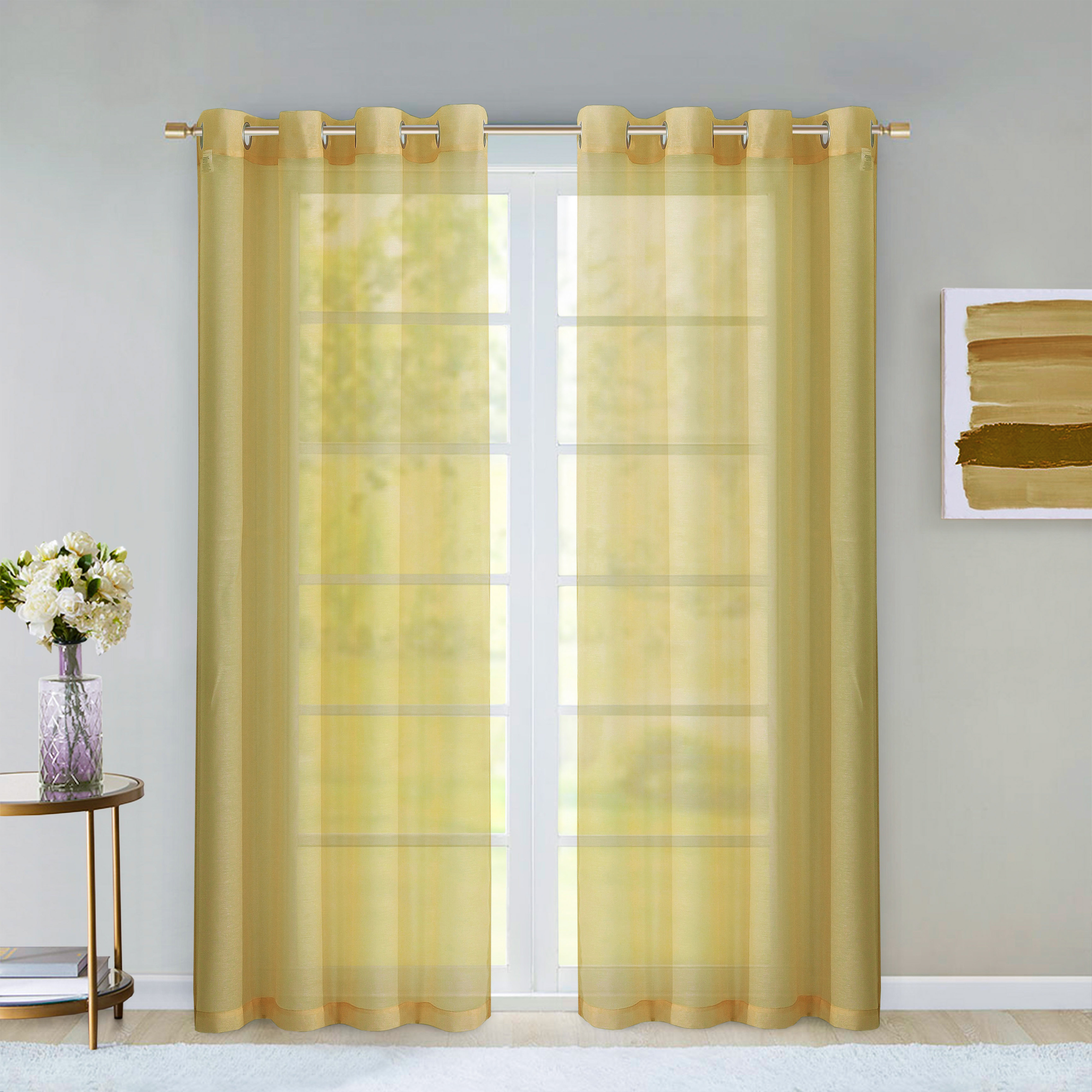 Wrought Studio Roberto Solid Sheer Grommet Curtain Panels