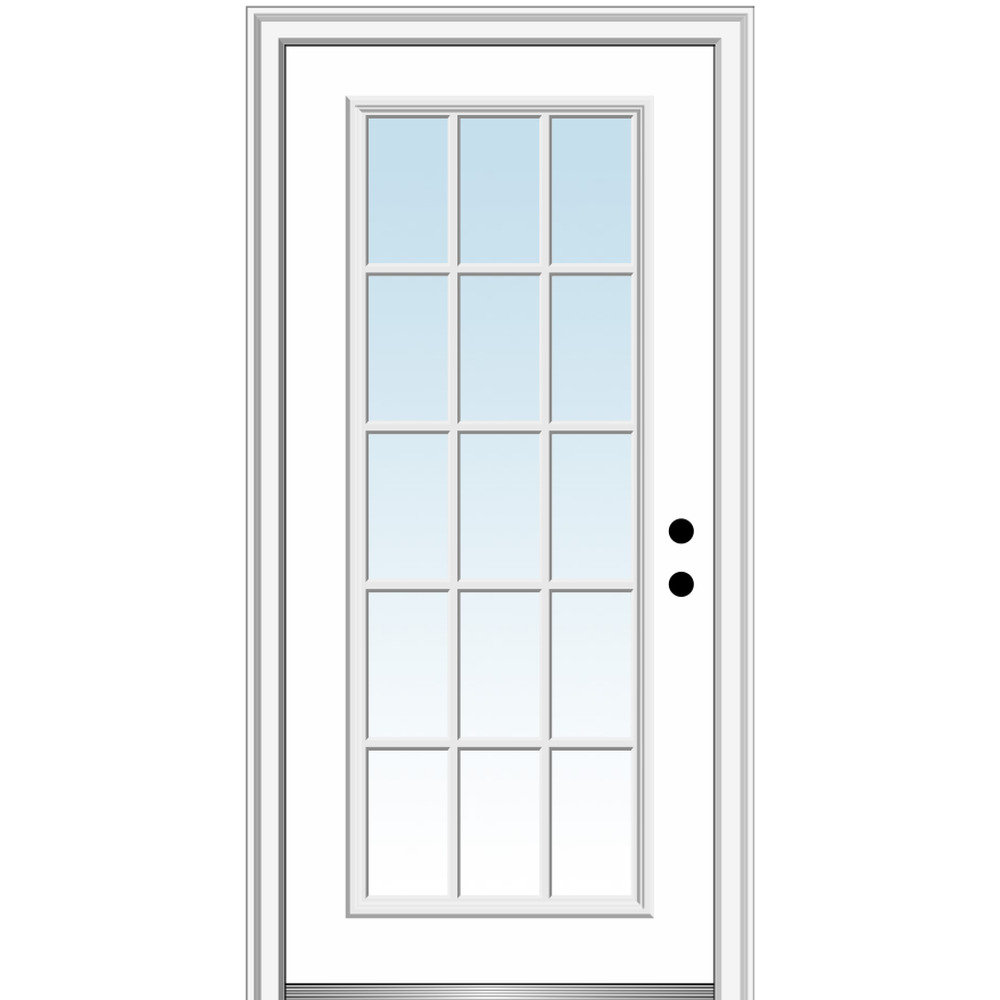 Verona Home Design Smooth Fiberglass Prehung Front Entry Door