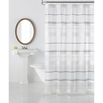 Eero Vinyl Striped Shower Curtain Set Ebern Designs