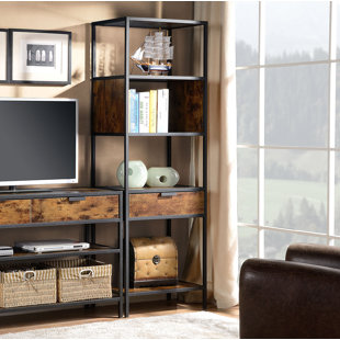 Go to store & view more images Ivy Bronx Nena Metal and Wood Display Stand with Drawer