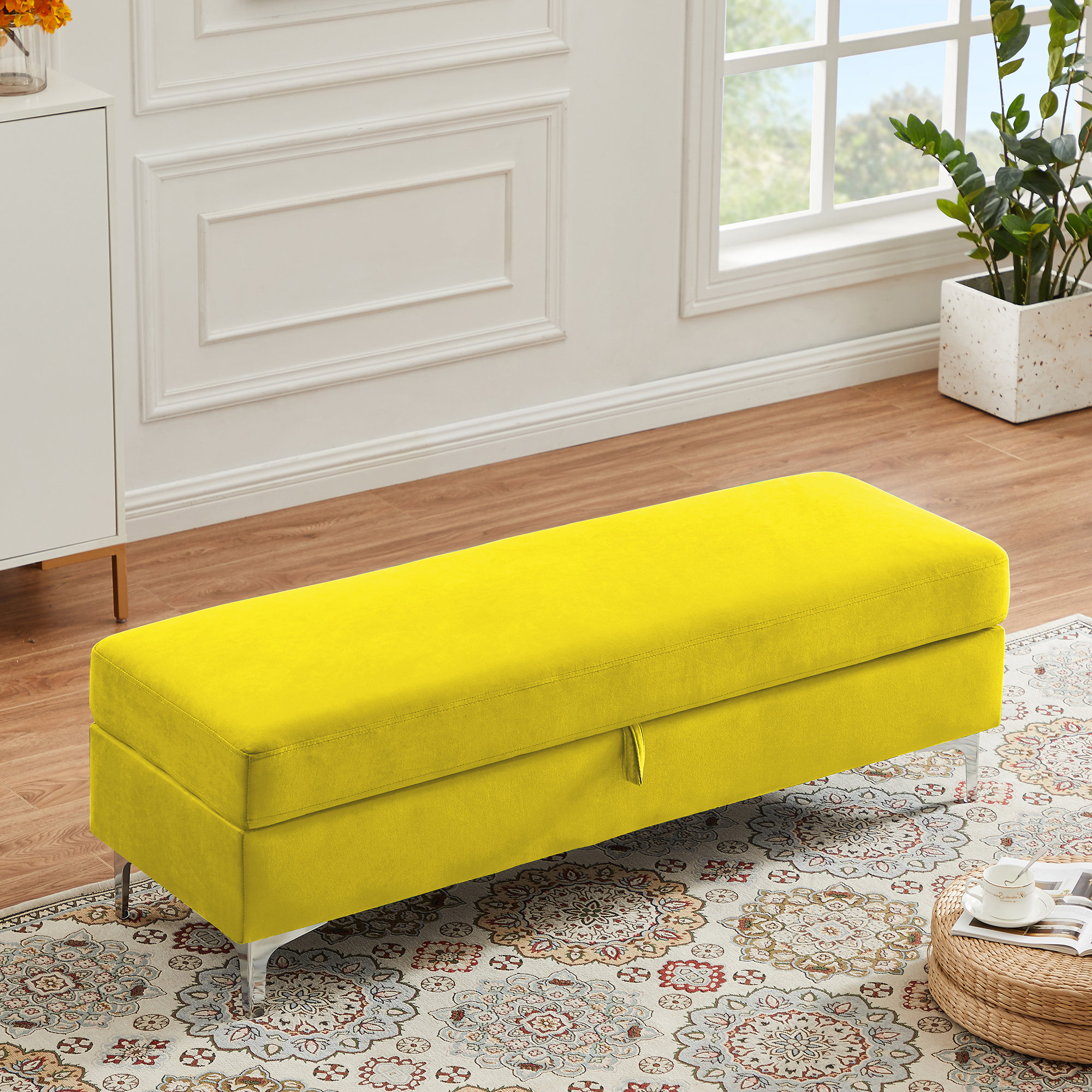 Everly Quinn Upholstered Storage Ottoman Wayfair
