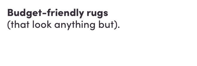 Budget-friendly rugs (that look anything but). Find styles starting at $25.