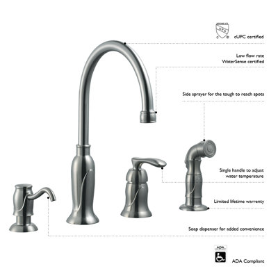 Helen Single Handle Kitchen Faucet With Side Spray And Soap