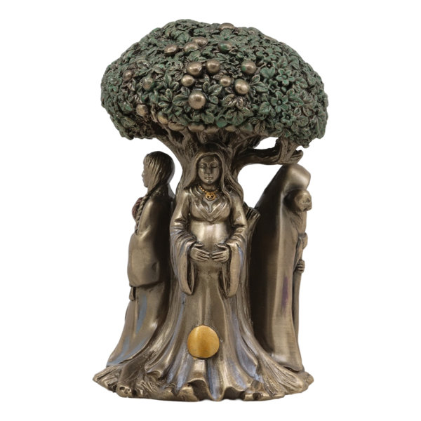 aquirre celtic sacred moon triple goddess mother maiden crone under tree of life figurine