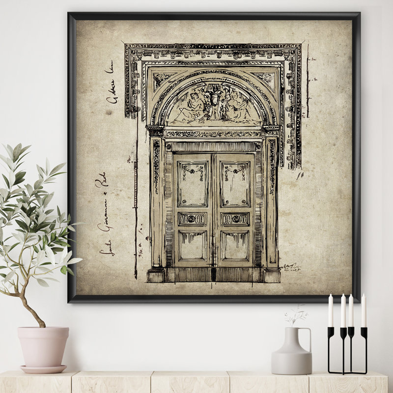 East Urban Home Antique Door Old Style Sketch I Painting Print On Canvas Wayfair
