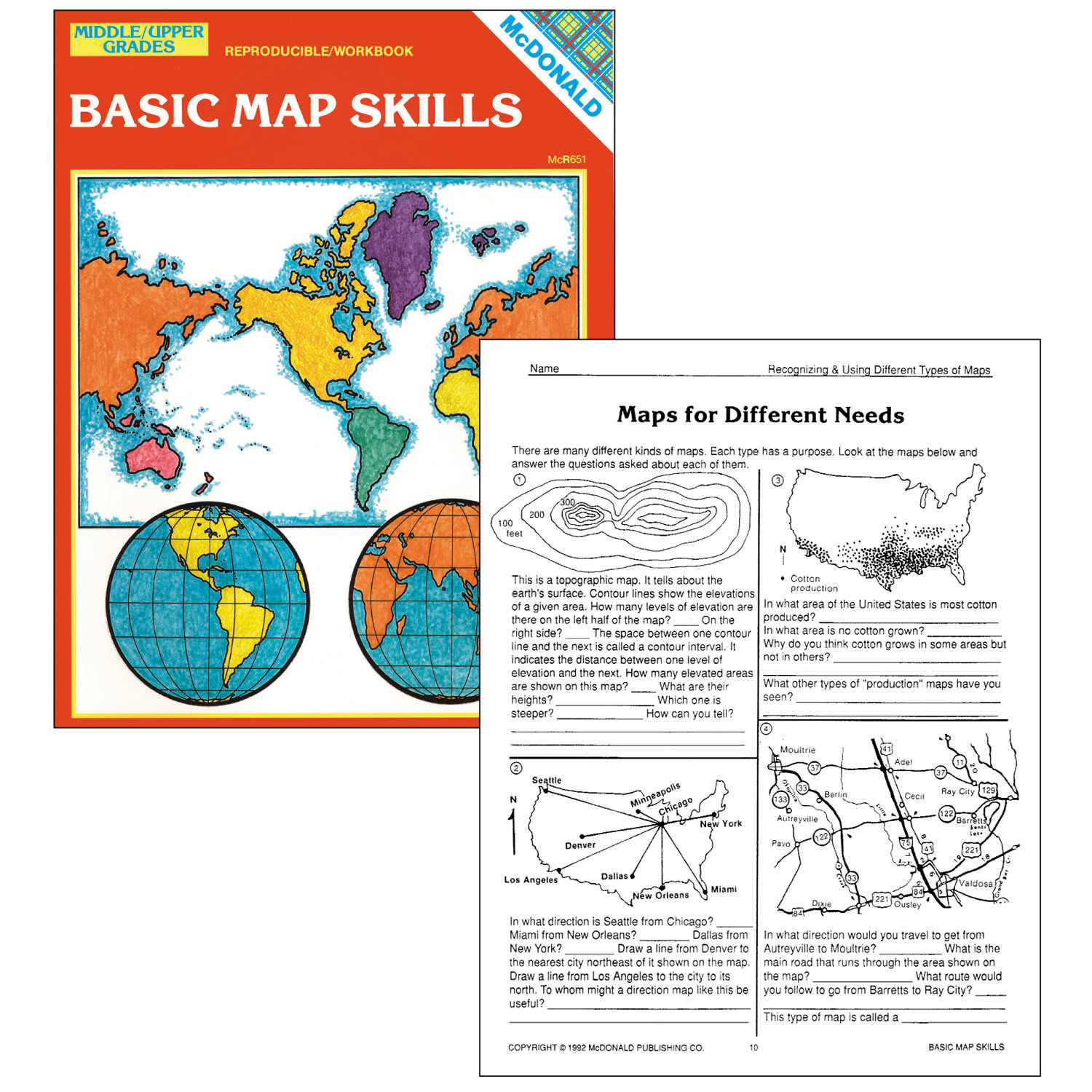 6 Different Types Of Maps Mcdonald Publishing Basic Map Skills Grade 6 - 9 Book | Wayfair