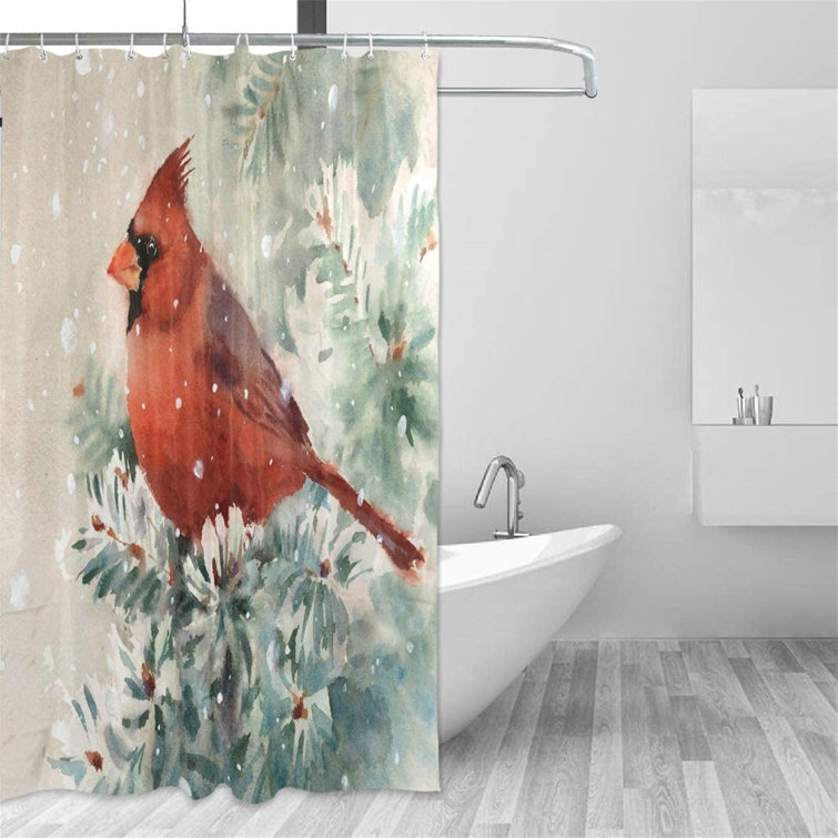 Snow Christmas Forest Shower Shower Curtain Bathroom Decor Fabric & 12hooks 