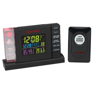 Radio Controlled Weather Station Alarm Clock with Wireless Sensor