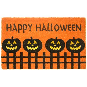 Halloween Pumpkin Fence Doormat