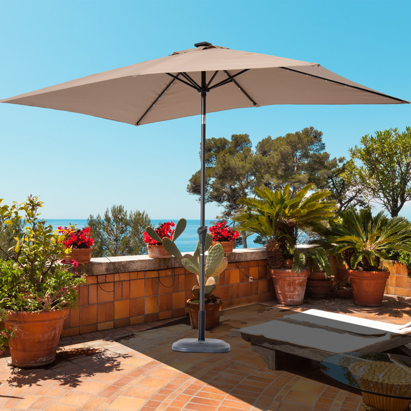 Charlton Home Kingsdown 9 7 X 78 Rectangular Lighted Market Umbrella Reviews Wayfair Ca