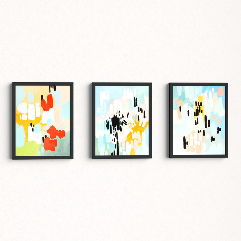 Abstract 3 Piece Picture Frame Graphic Art Print Set On Canvas