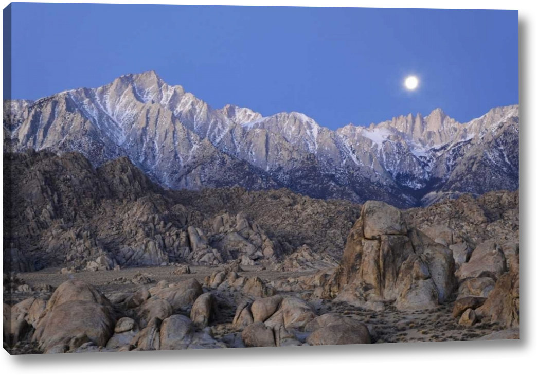 Winston Porter Ca Moonset On Lone Pine Peak And Mt Whitney By Dennis Flaherty Photograph On Canvas Wayfair