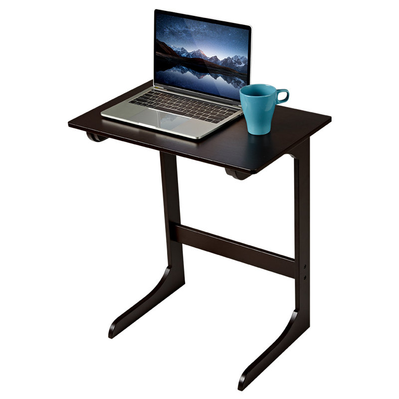 Ebern Designs Bamboo Wood Side Table C Shaped For Snacks Laptop
