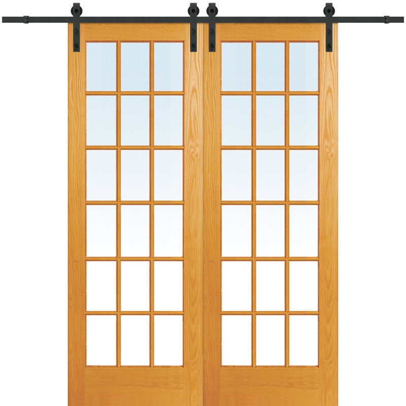 Verona Home Design 18 Lite Bent Strap Glass Barn Door With