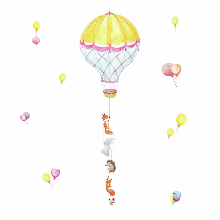 Hot Air Balloon Pals Peel And Stick Giant 14 Piece Wall Decal Set