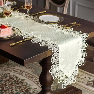 54" Antique White Dresser Table Runner Formal European Lace Doily 