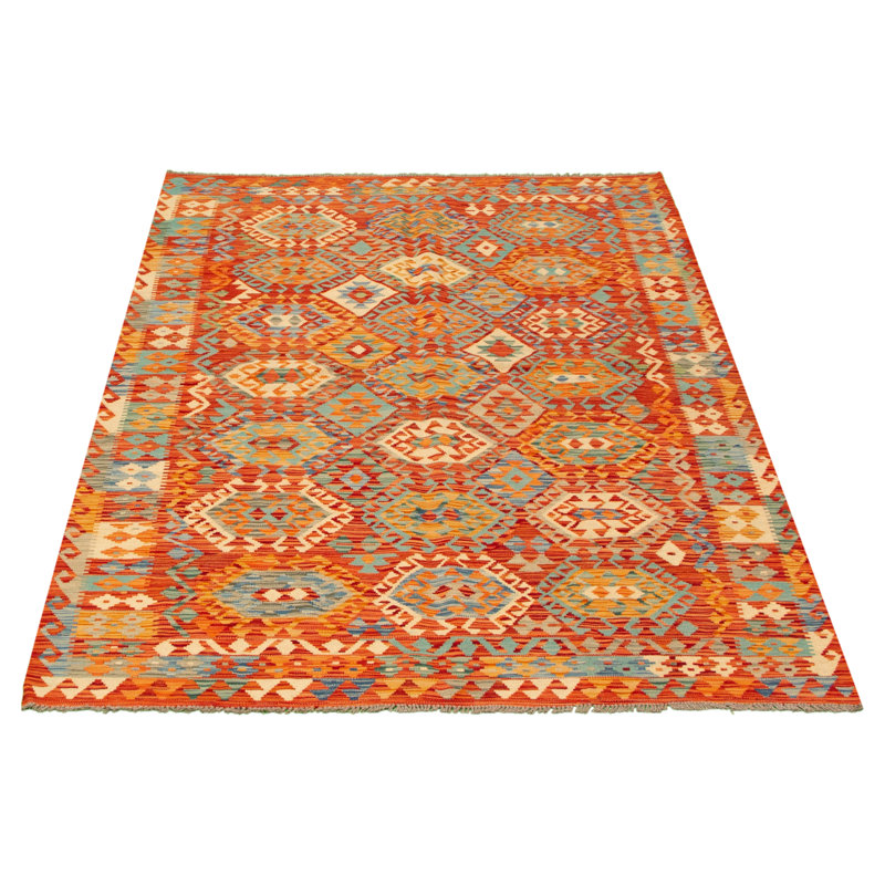 Isabelline One Of A Kind Linnell Southwestern Handmade Kilim 5 8 X 8 1 Wool Red Area Rug Wayfair