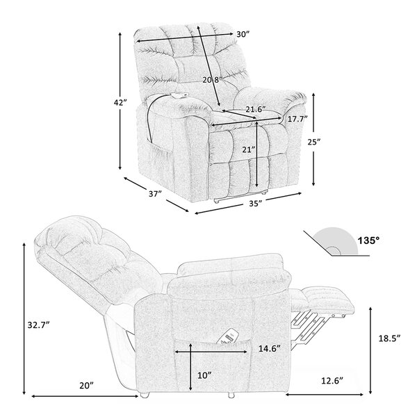 Latitude Run® 35'' Wide Power Lift Assist Standard Recliner with ...