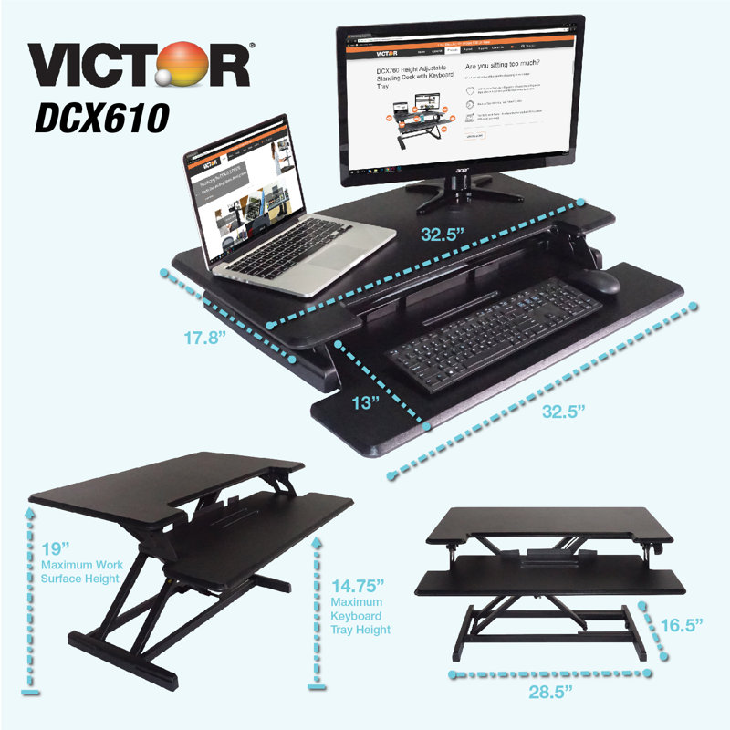 Symple Stuff Arsenault Compact Height Adjustable Standing Desk