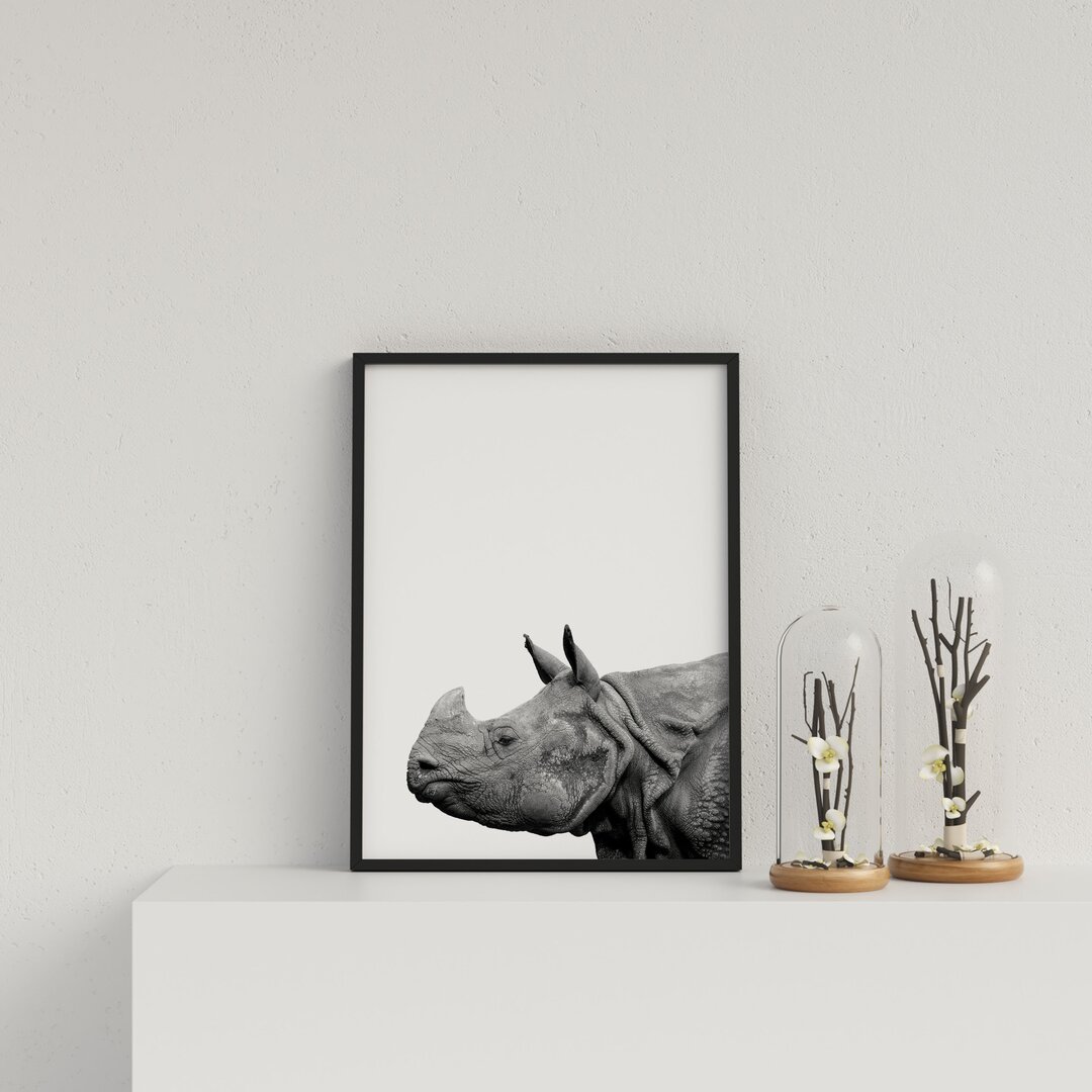 Rhino on White Background by Vouvart - Picture Frame Graphic Art