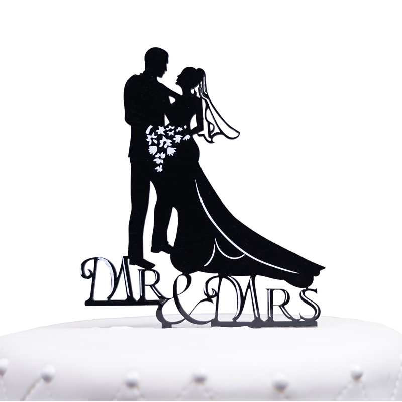 Le Prise Romantic Mr Mrs Bride And Groom Silhouette Acrylic Cake Topper Wayfair