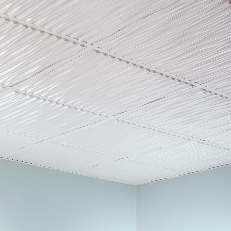 Fasade Dunes 2 Ft X 2 Ft Lay In Ceiling Tile In Matte White