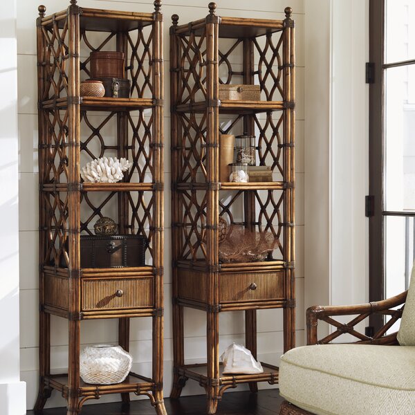 Bookcase Rattan Wicker w/ 2 Drawers 3 Shelves 3 Colors