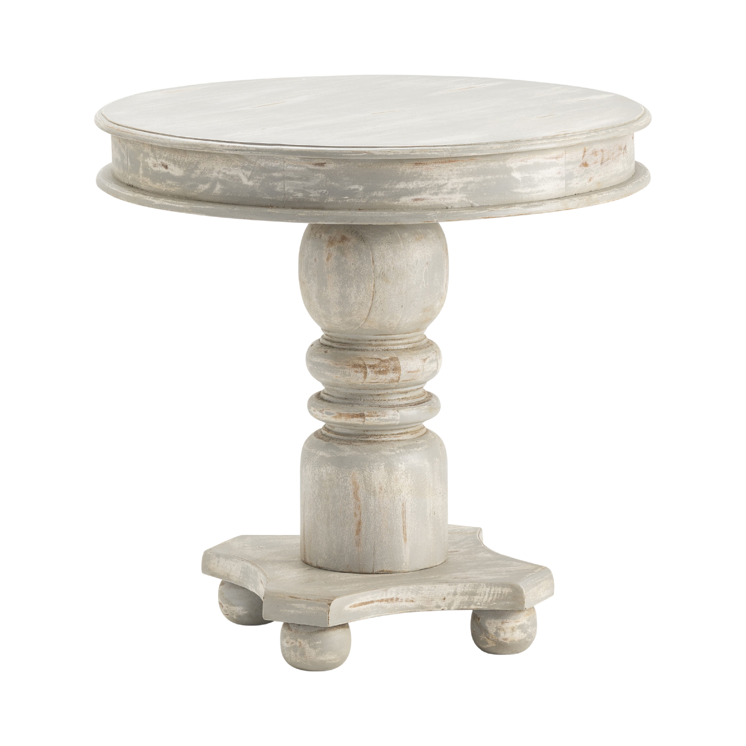 One Allium Way® Fahey 30'' Tall Solid Wood Tray Top Pedestal End Table
