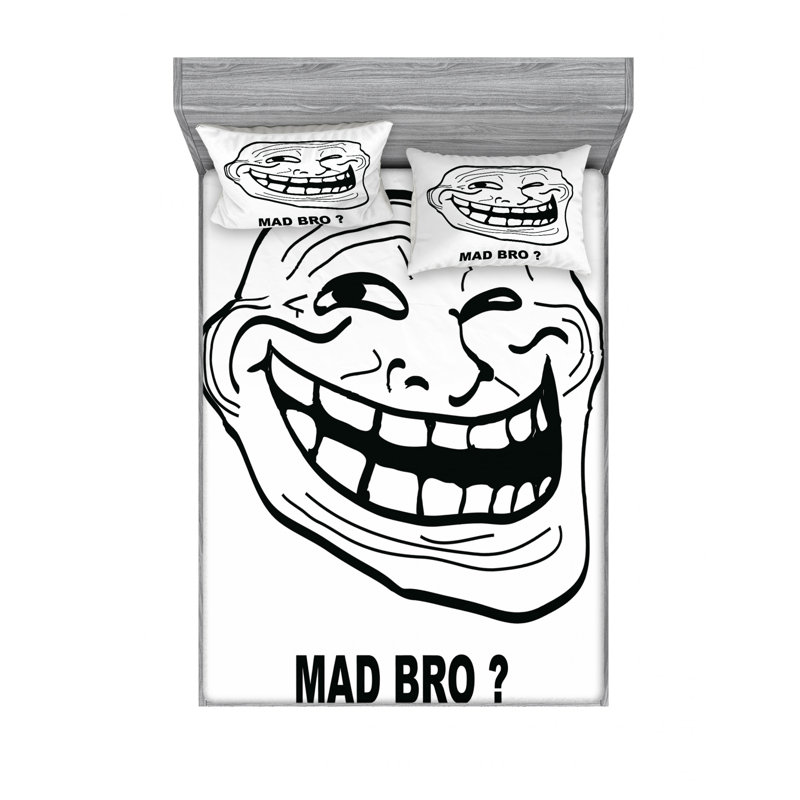 East Urban Home Style Troll Face Guy For Annoying Popular Internet Meme Sheet Set Wayfair
