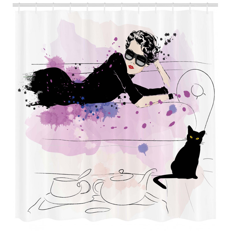 East Urban Home Fashion House Girl With Sunglasses Lying On Couch