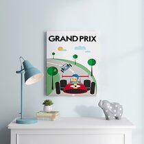 Children's Boys Grand Prix Chequered Flag Racing Car Light Lamp shade 
