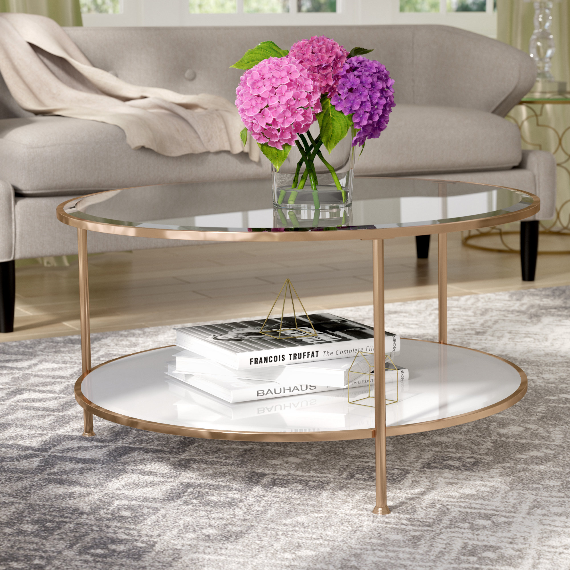 Glass Coffee Table   Jamiya 3 Legs Coffee Table With Storage 