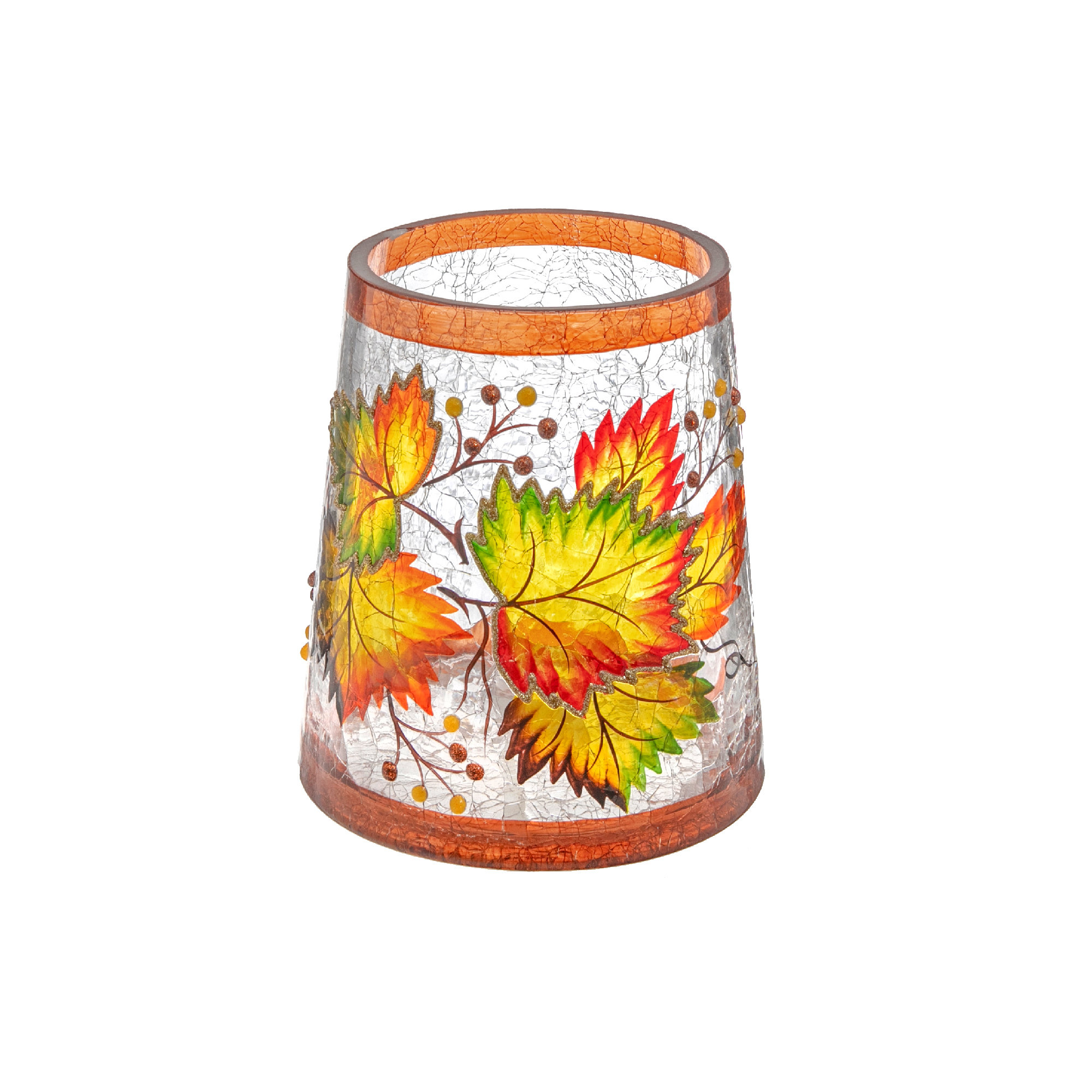 Red Barrel Studio® Ambient Leaves Crackled Glass Candle Holder Wayfair