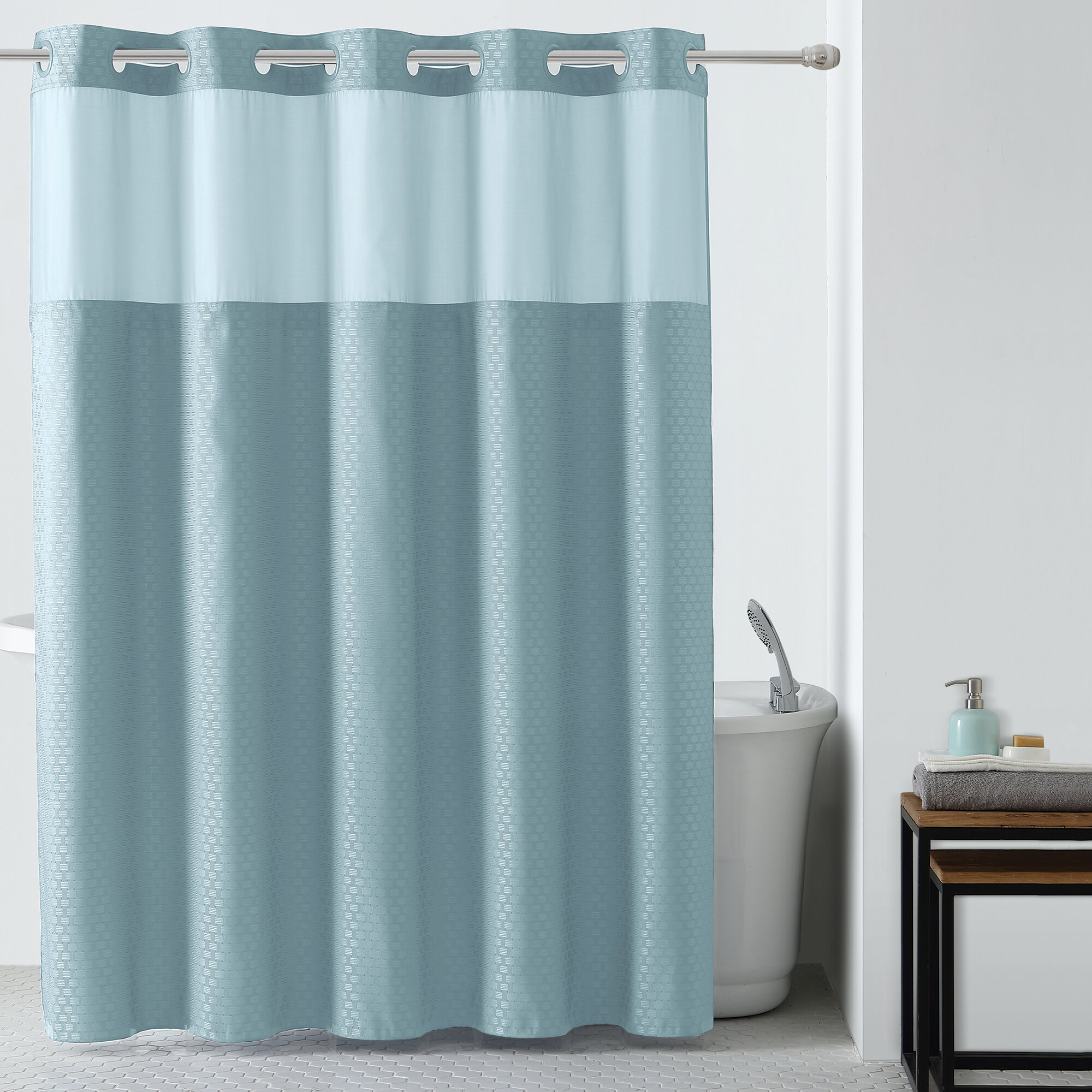 Hookless Shower Curtain Palm Leaf With Peva Liner Wayfair