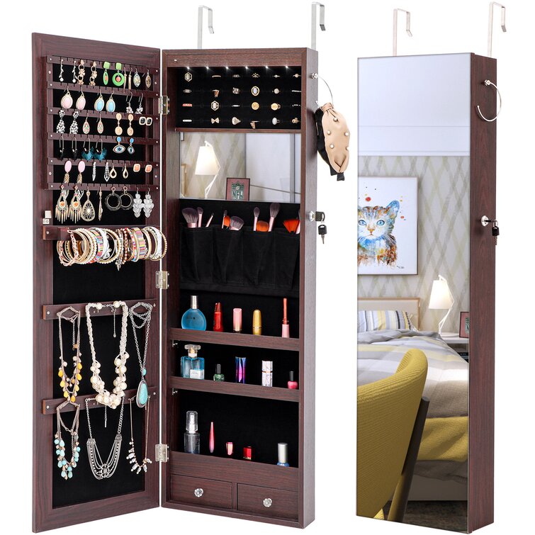Details about   Armoire Large Jewelry Box Organizer Mirror Wall Door Mounted Jewelry Cabinet 