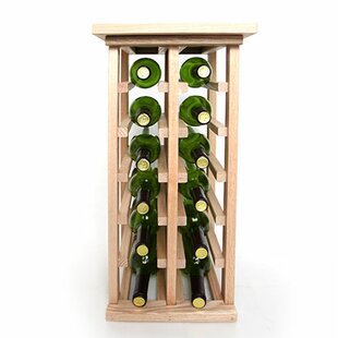 Classic 12 bottle dark oak stained wood and galvanised metal wine rack self assembley