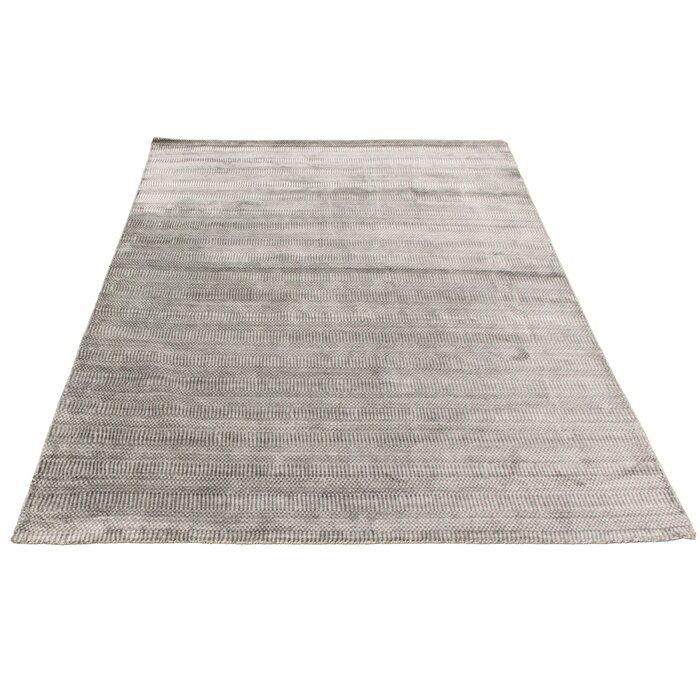 Dakota Fields Striped Handmade Dhurrie Wool Gray Area Rug ...