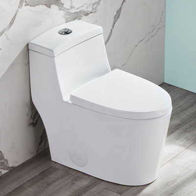 DeerValley Prism Dual-Flush Elongated One-Piece Toilet with Glazed Surface Lower Water Tank for Space Saving (Seat Included)