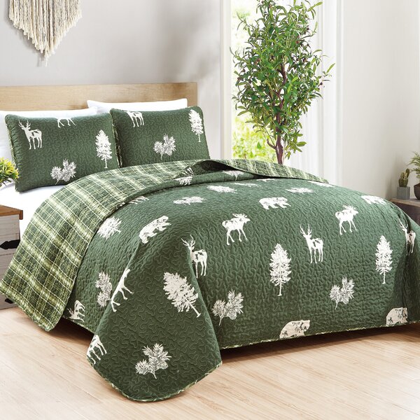 Blue & Green Traditional Plaid Reversible Comforter AND Decorative Shams 