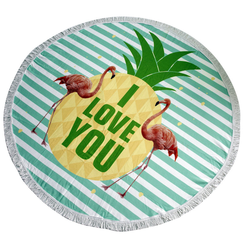 Rudd Flamingo Pinapple Round Beach Towel