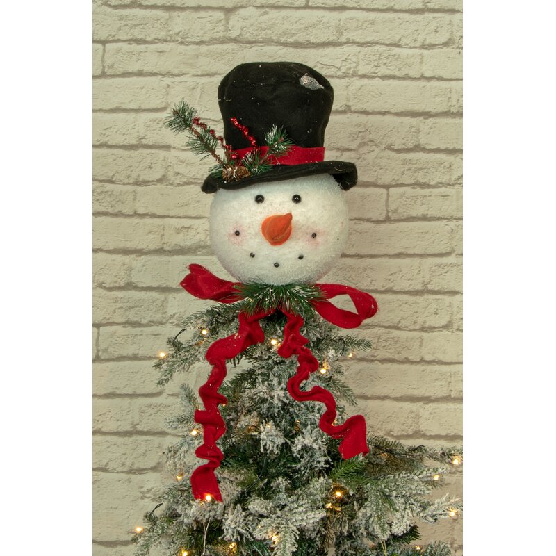 The Holiday Aisle Snowman Head With Top Hat Tree Topper Reviews Wayfair